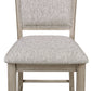 Hermione - Set of 2 - 26" Tan/Beige Gray Farmhouse Counter Stools with Upholstered Seat & Back