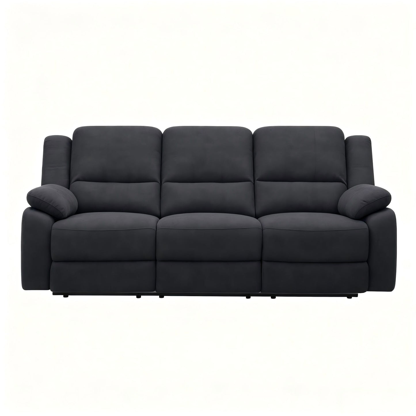 3 Seat Manual Reclining Sofa With Deep Recline - Black