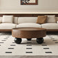 Round Coffee Table With Storage Drawer And Ball Feet - Walnut / Black