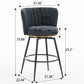 Gyro - Set of 2 - 24" Upholstered Swivel Bar Stools with High-Back, Adjustable Height, and Metal Accents for Kitchen & Dining