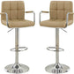 Haverhill - Set of 2 - 26" Brown Faux Leather Adjustable Counter Height Bar Stools with Armrests and Tufted Back