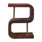 S Curve Brass Bedside Table - Dark Brown