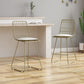 Marcel - Set of 2 - 24" Beige Iron Counter Stools with Water-Resistant Cushions & Geometric Design