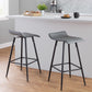 Axel - Set of 2 - 26" Fixed-Height Counter Stools with Grey Faux Leather and Black Steel Frame