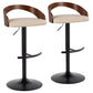Grotto - Contemporary Adjustable Barstool With Swivel With Rounded T Footrest (Set of 2)