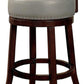 Sherly - Set of 2 - 30" Swivel Bar Stools - Dark Oak Solid Wood - Dark Gray Leatherette - Transitional Design for Dining Room