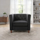 Button Tufted Accent Chair, Square Arms