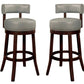 Sherly - Set of 2 - 30" Swivel Bar Stools - Dark Oak Solid Wood - Dark Gray Leatherette - Transitional Design for Dining Room