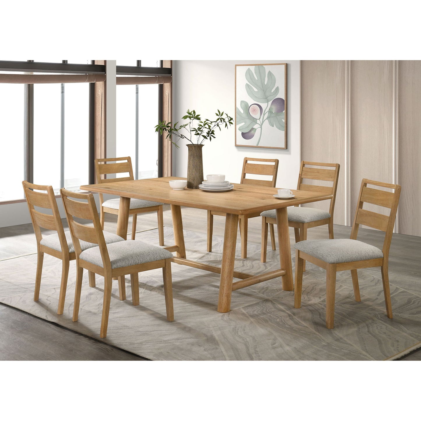 Lytton - 7 Piece Dining Set - Brown Oak