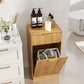 Tilt Out Trash Can Cabinet With Wave Textured Drawer & Pull Out Bin