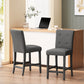 Haven - Set of 2 - 26" Charcoal Contemporary Fabric Button Tufted Counter Stools with High Back