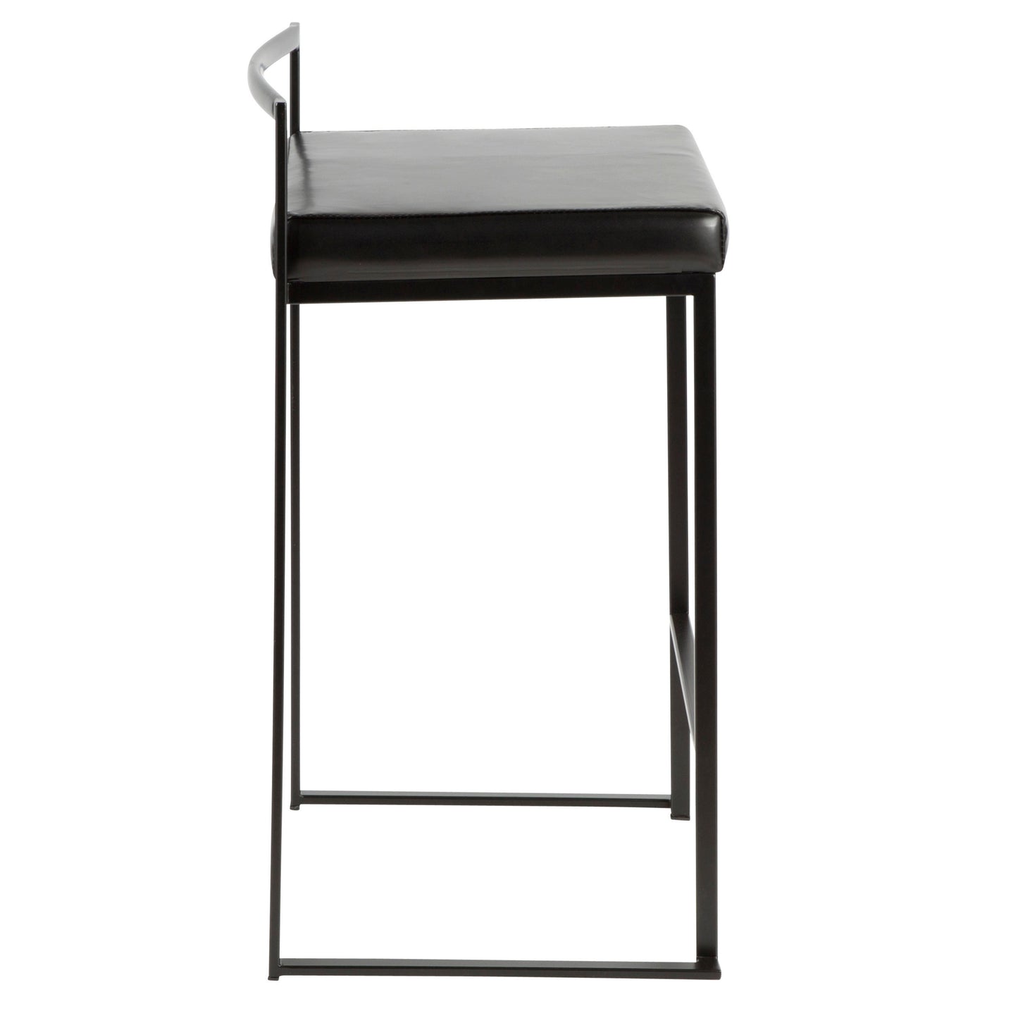 Forestwood - Set of 2 - 24" Black Faux Leather Stackable Counter Stools with Padded Seat