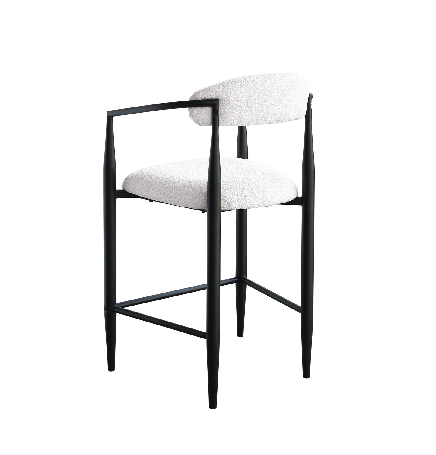 Solence - Set of 2 - 30" Black Boucle Bar Stools with High Back and Gold Iron Frame for Kitchen/Dining Room