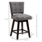 Havenridge  - Set of 2 - 27" Grey Tufted Swivel Bar Stools with Rubber Wood Legs and Footrest