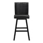 Venture - Set of 2 - 29" Black Faux Leather Swivel Bar Stools, Solid Wood Frame with High Back, Dimensions: 22" L x 18" W x 46.5" H