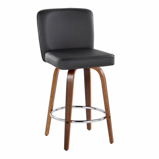 Rivendell - Set of 2 - 26" Black Swivel Wood Bar Stools with High Back