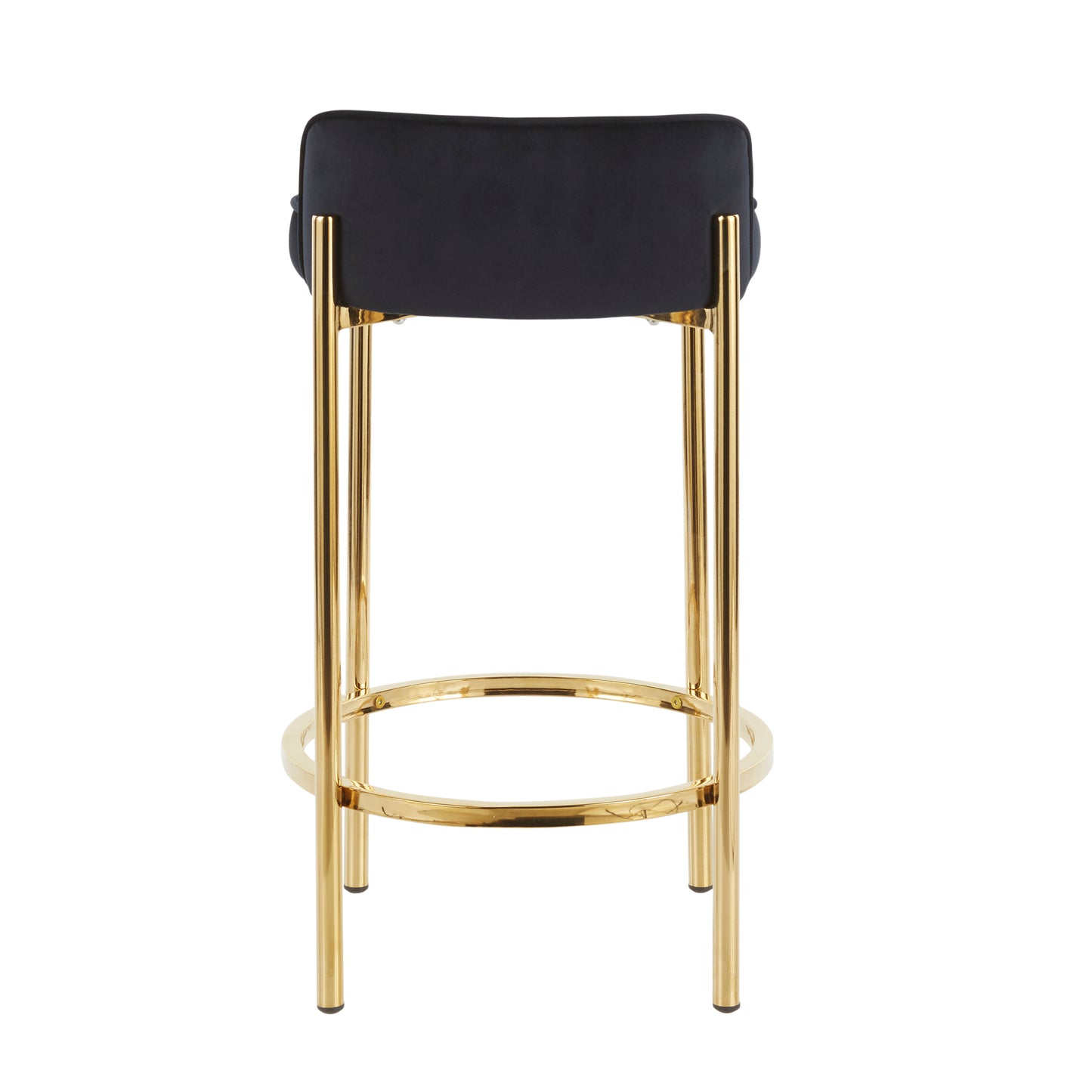 Celestia - Set of 2 - 24" Gold Metal & Black Velvet Counter Stools