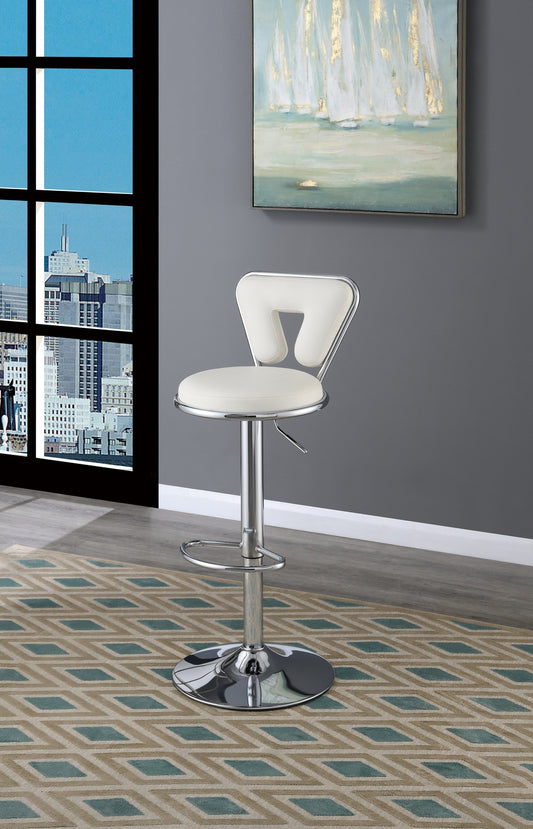 Valen - Set of 2 - 24-33" Adjustable White Faux Leather Bar Stools with Chrome Base