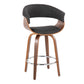 Harvly - Set of 2 - 26" Mid-Century Modern Counter Stools with Walnut Wood Frame and Charcoal Fabric, Fixed Height