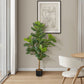 47" Tall, Artificial Plant, Fiddle Tree, Indoor, Faux, Fake, Floor, Greenery, Potted, Real Touch, Decorative - Green / Black