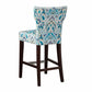 Marivelle - Set of 2 - 26" Fixed-Height Counter Stool with Luxurious Blue Tufted Fabric, Solid Wood Frame, and High Back Design