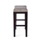 Virella - Set of 2 - 26" Weathered Gray Acacia Wood Bar Stools with Wicker Seats, Outdoor Folding Chairs with High Backrest