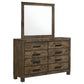 Bren - 8 Drawer Dresser With Mirror - Rustic Brown