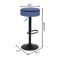 Veynard - Set of 2 - 24" Blue Linen Adjustable Bar Stools with 360° Swivel, Metal Frame for Kitchen and Dining