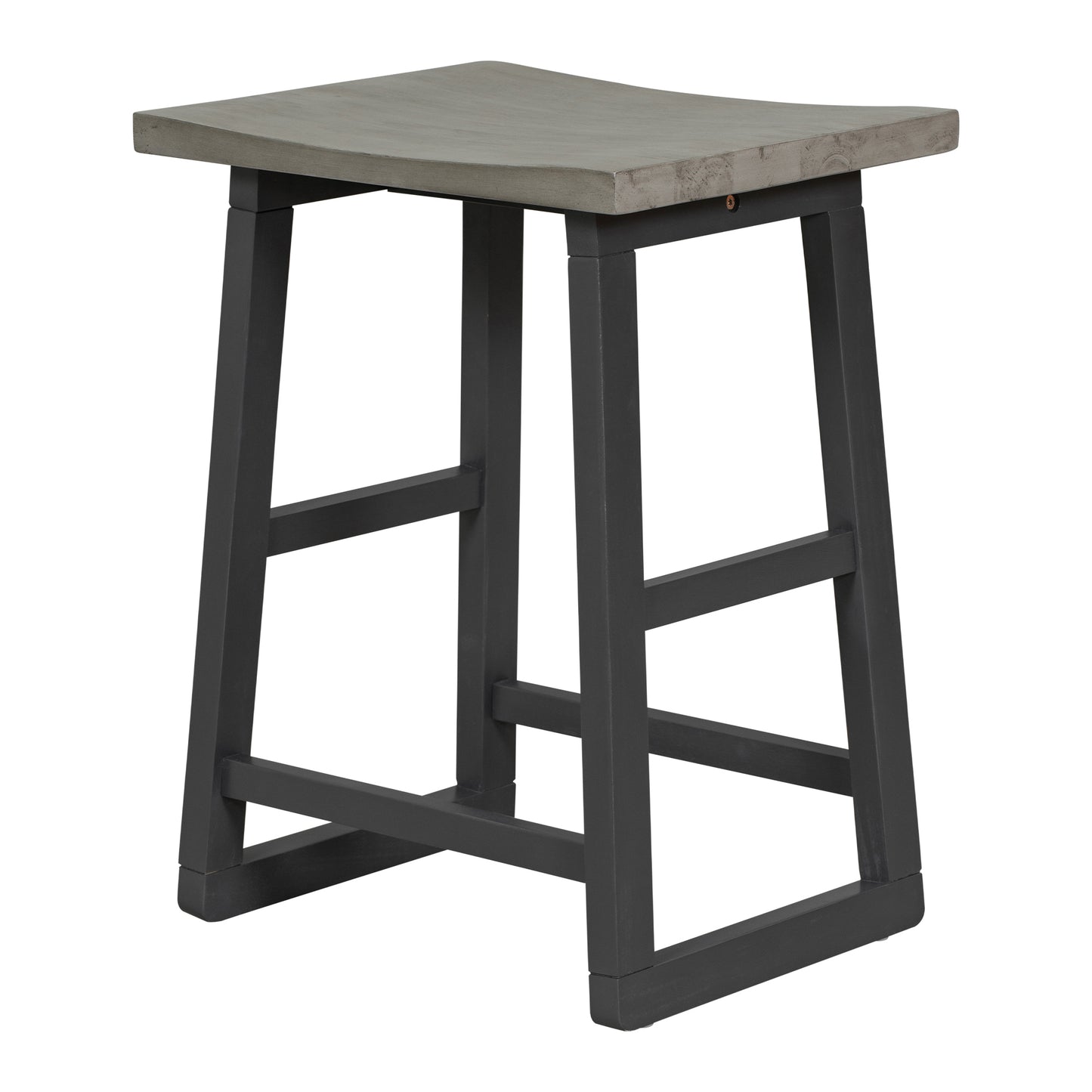 Kassian - Set of 5 - 24" Counter Height Dining Set with Solid Rubberwood, Gray Finish, and 4 Stools