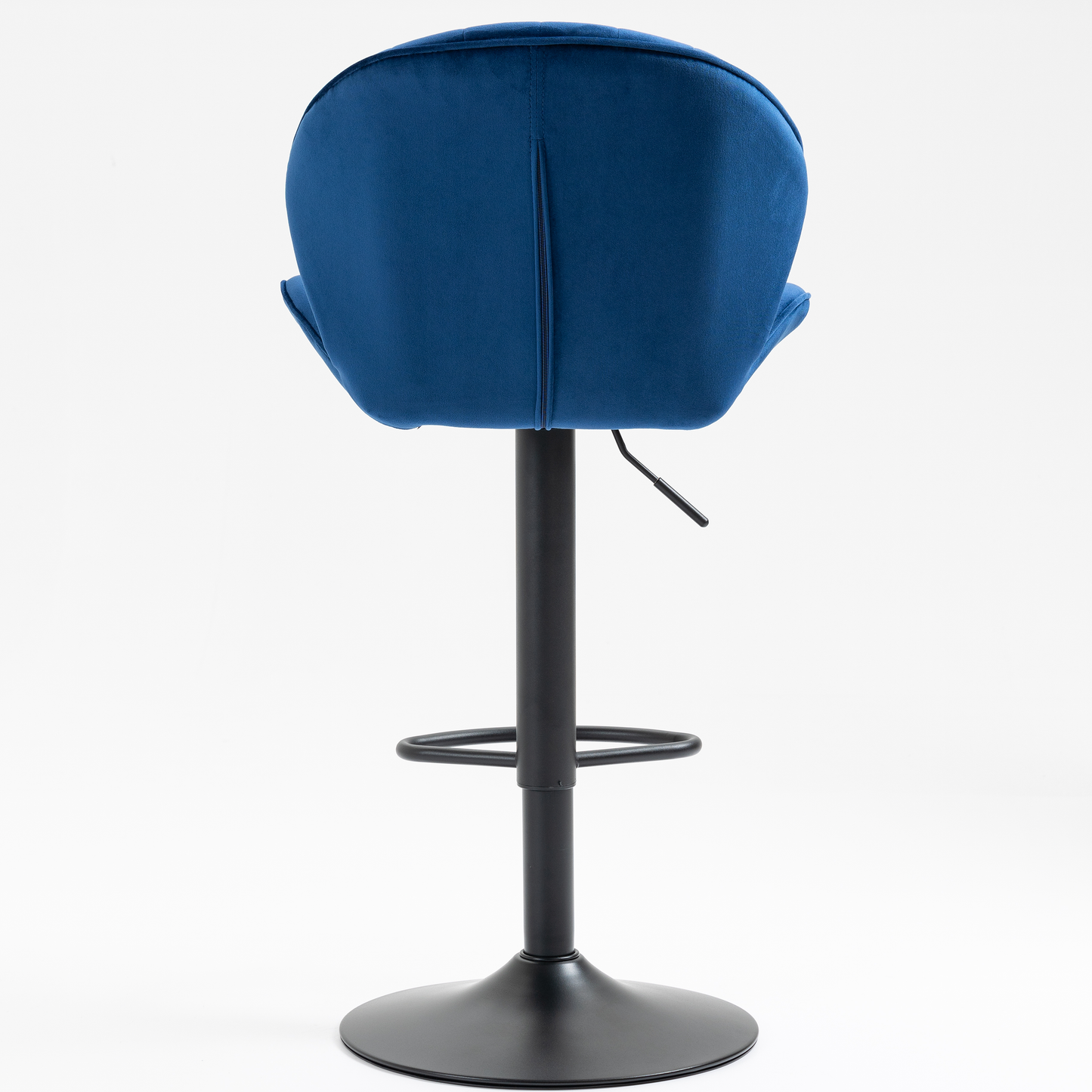 Molaris - Set of 2 - 30" Blue Velvet Adjustable Bar Stools with Backrest, Footrest, and Modern Design