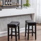 Moniler - Set of 2 - 26" Black Faux Leather Backless Bar Stools with Solid Wood Legs