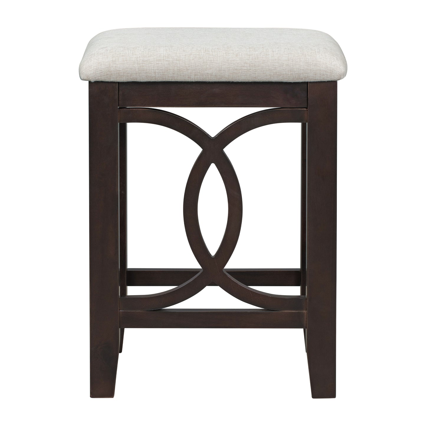 Brinova - Set of 2 - 24" Upholstered Counter Stools with USB Ports and Espresso Farmhouse Rubberwood Table (47.2")