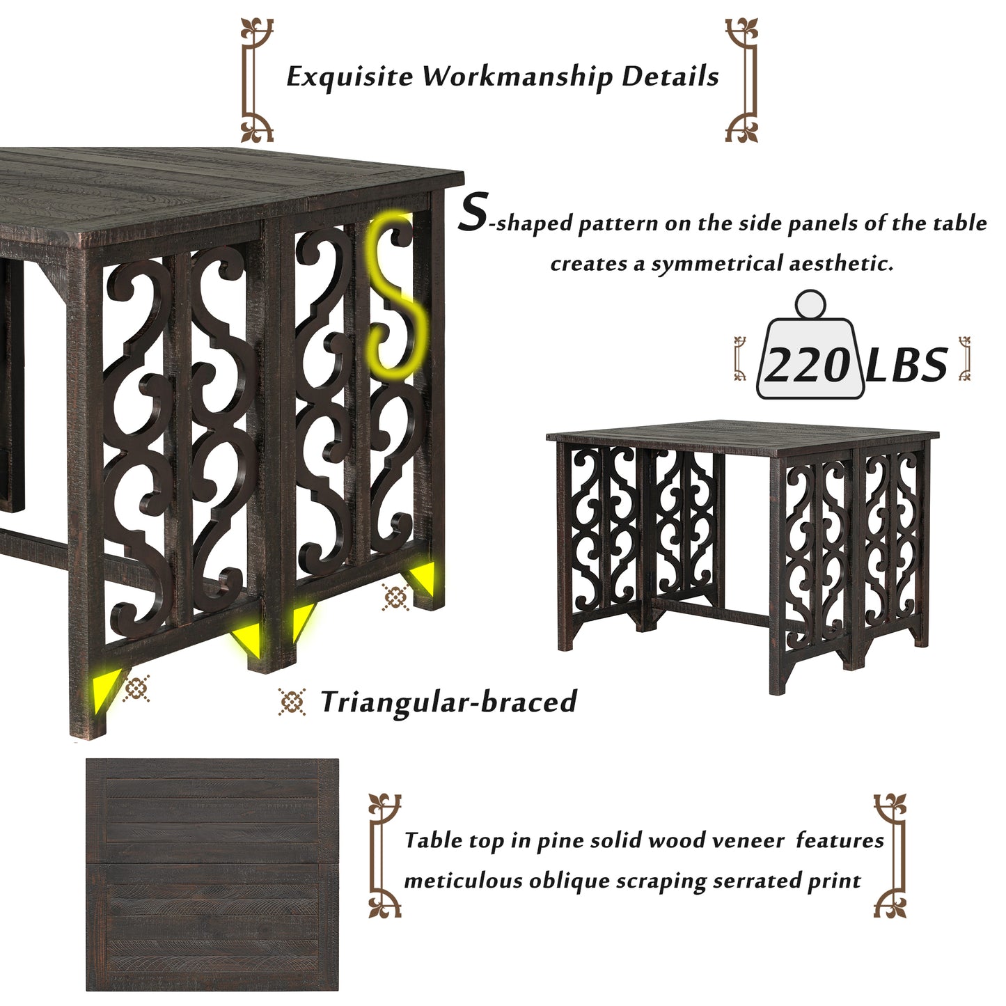 Lynne- Set of 3 - 24" Espresso Foldable Dining Set with Solid Wood Counter-Height Table & 2 Saddle Stools (36” Table Height)