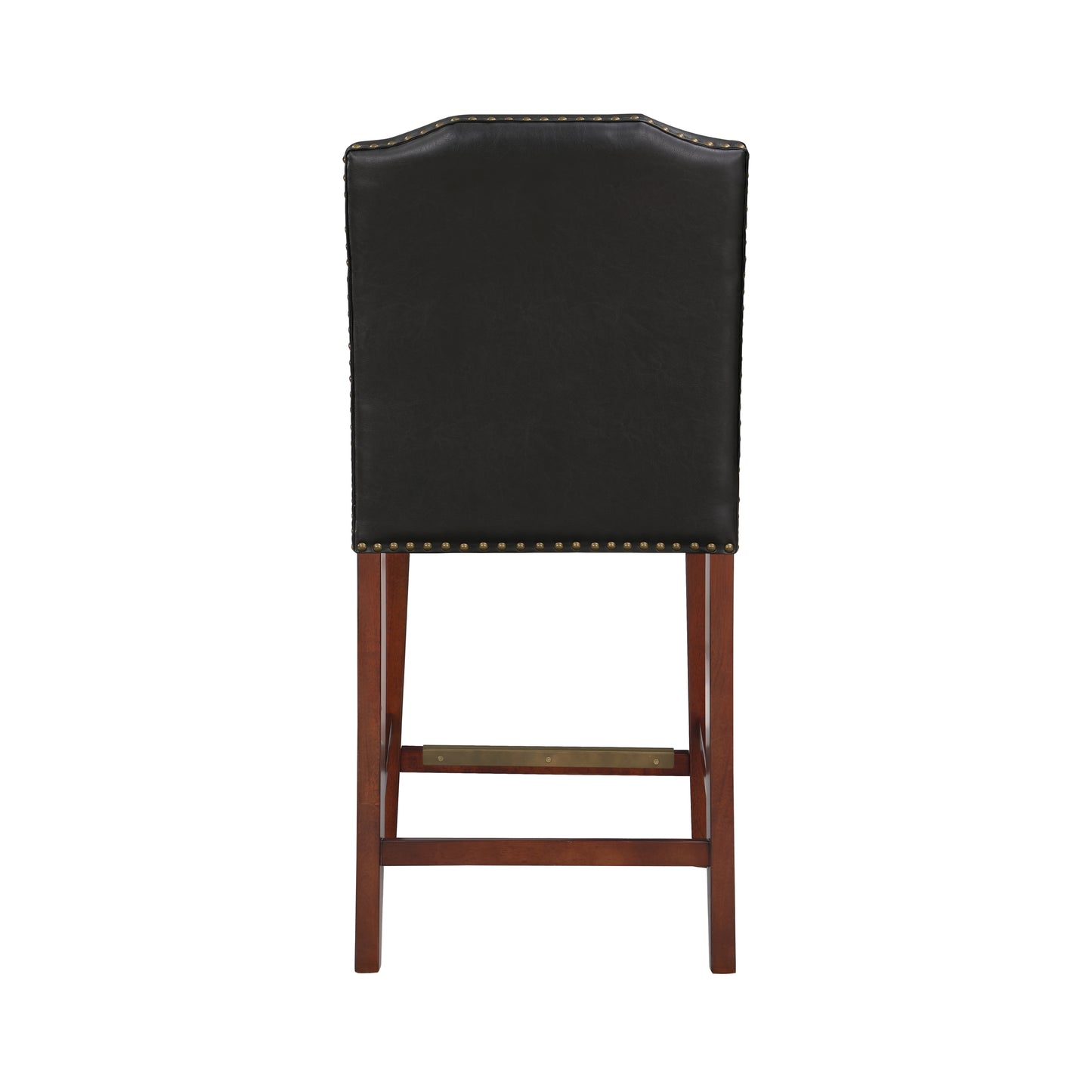 Clairis - Set of 2 - 25" Dark Brown Faux Leather Counter Stools with Nailhead Trim