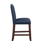 Daphne - Set of 2 - 23" Navy Faux Leather Counter Stools with Solid Wood Frame