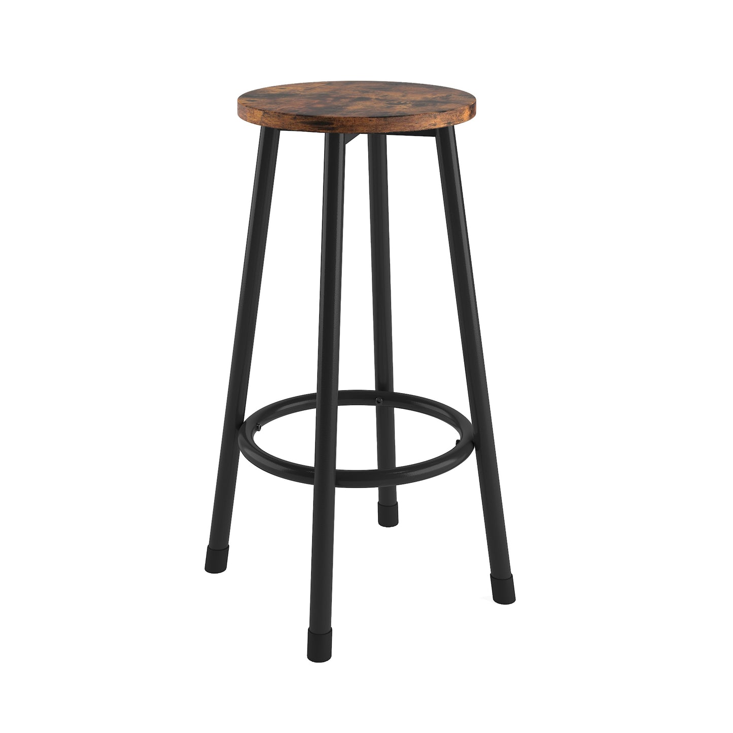 Humphrea - Set of 2 - 24" Rustic Brown Backless Counter Stools with Industrial Iron Frame for Modern Kitchens & Dining