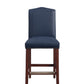 Daphne - Set of 2 - 23" Navy Faux Leather Counter Stools with Solid Wood Frame