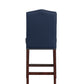 Daphne - Set of 2 - 23" Navy Faux Leather Counter Stools with Solid Wood Frame