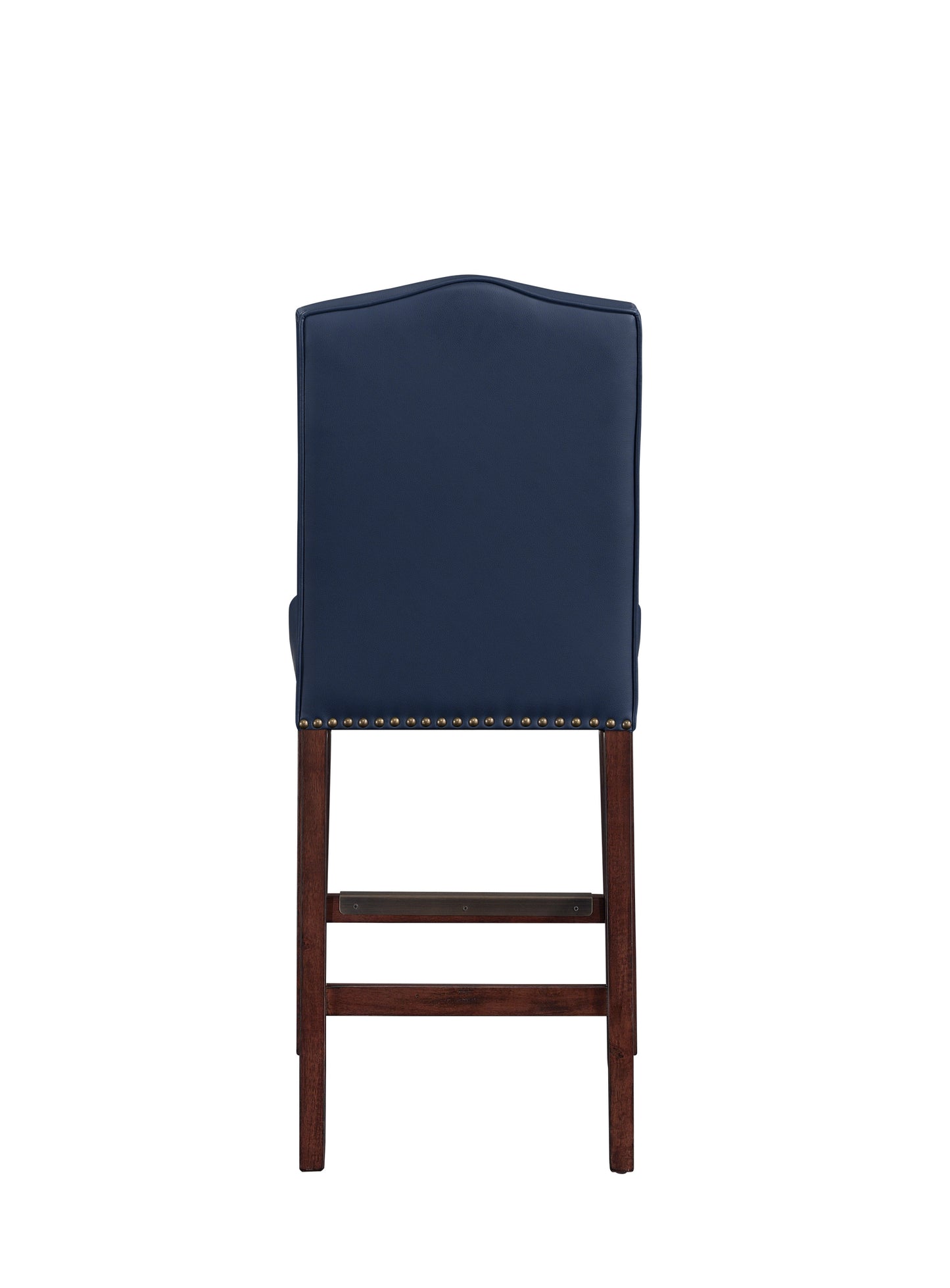 Daphne - Set of 2 - 23" Navy Faux Leather Counter Stools with Solid Wood Frame