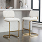Amethyst - Set of 2 - 27" Ivory Counter Stools with Boucle Upholstered Armless Seats and Gold Chrome Base