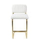 Amethyst - Set of 2 - 27" Ivory Counter Stools with Boucle Upholstered Armless Seats and Gold Chrome Base