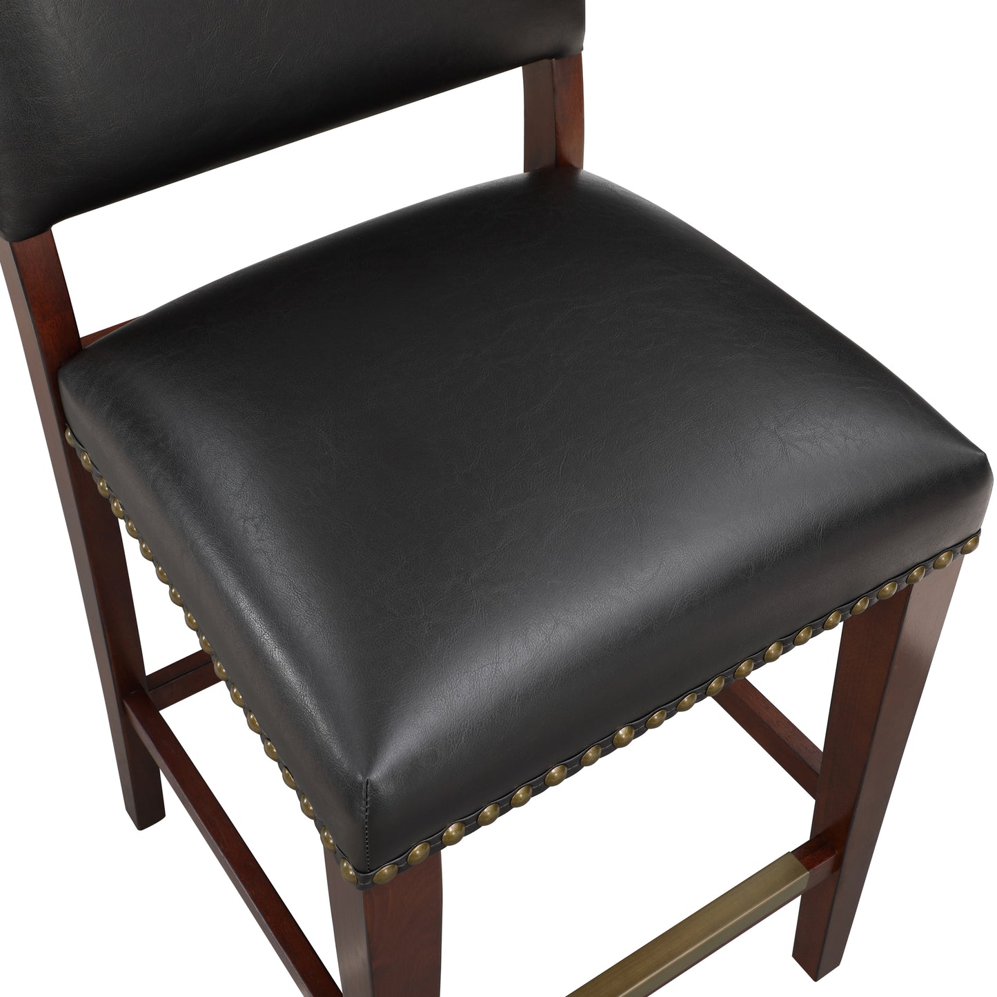 UrbanVibe - Set of 2 - 26" Brown Faux Leather Counter Stools with Nail Head Trim