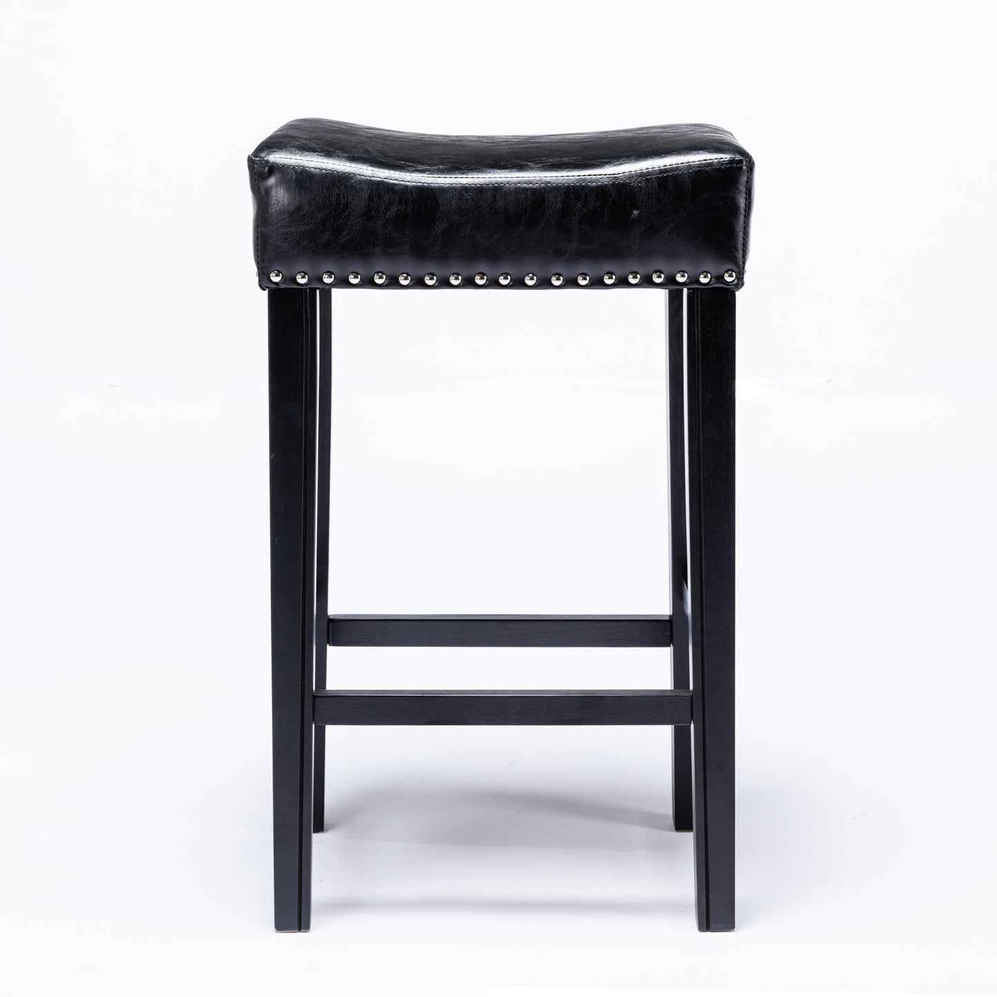 Selwyn - Set of 2 - 29" Backless Counter-Height Bar Stools in Black Faux Leather