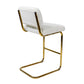 Amethyst - Set of 2 - 27" Ivory Counter Stools with Boucle Upholstered Armless Seats and Gold Chrome Base