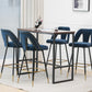 Zara - Set of 2 - 29" Blue Velvet Bar Stools with Gold-Tipped Black Metal Legs