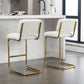 Amethyst - Set of 2 - 27" Ivory Counter Stools with Boucle Upholstered Armless Seats and Gold Chrome Base