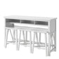 Tirion - 4-Piece Farmhouse Counter Height 60" Dining Table Set with 3 Stools for Small Spaces, White
