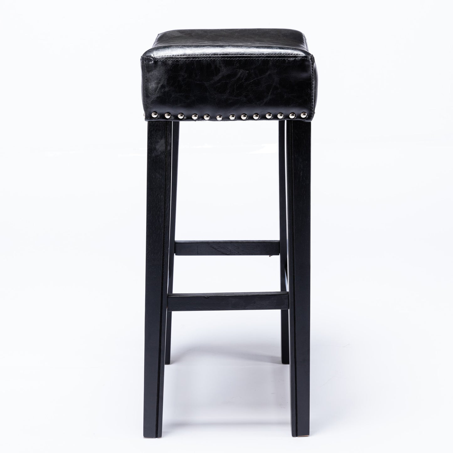 Selwyn - Set of 2 - 29" Backless Counter-Height Bar Stools in Black Faux Leather