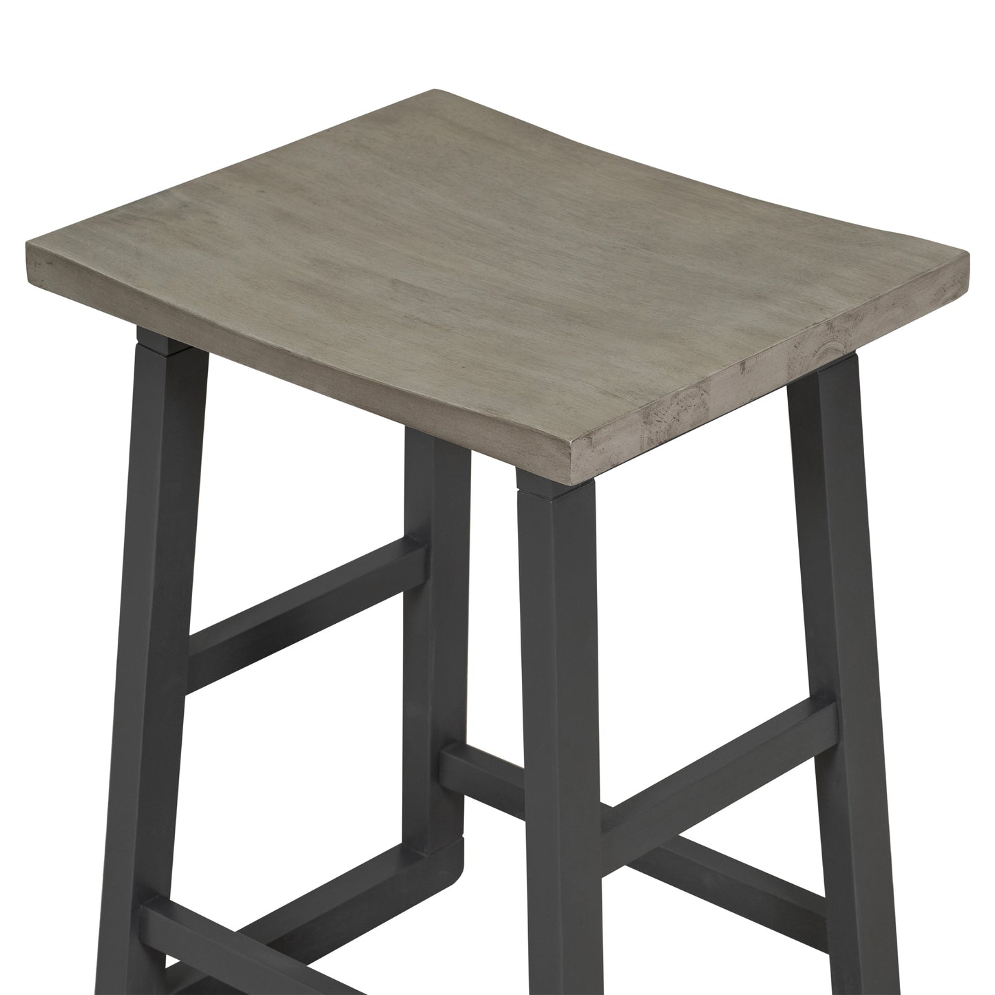 Kassian - Set of 5 - 24" Counter Height Dining Set with Solid Rubberwood, Gray Finish, and 4 Stools