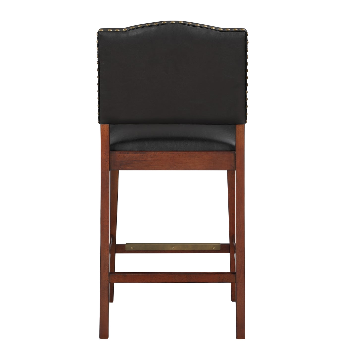 UrbanVibe - Set of 2 - 26" Brown Faux Leather Counter Stools with Nail Head Trim